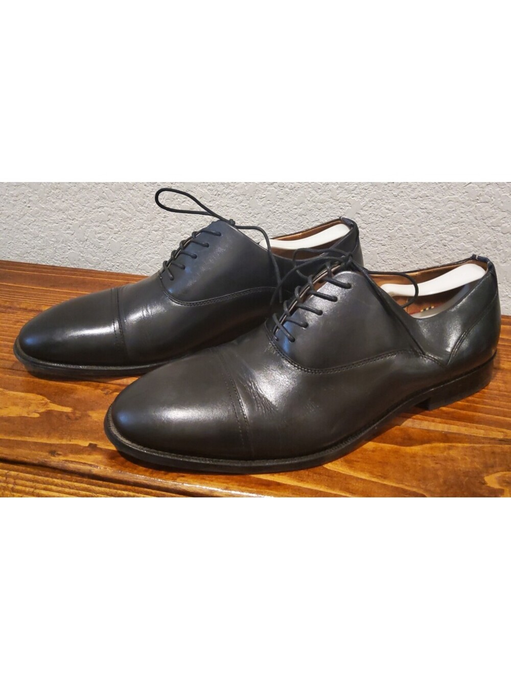 Brooks Brothers Mens Black Leather Cap Toe Oxford Dress Shoes 11 D Made in USA